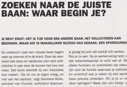 Zoeken naar de juiste baan. Elsevier